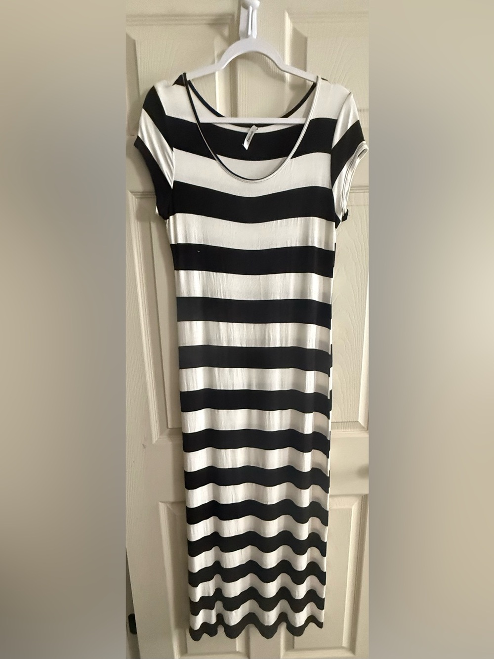 TeenBell Black and White Striped Maxi Dress